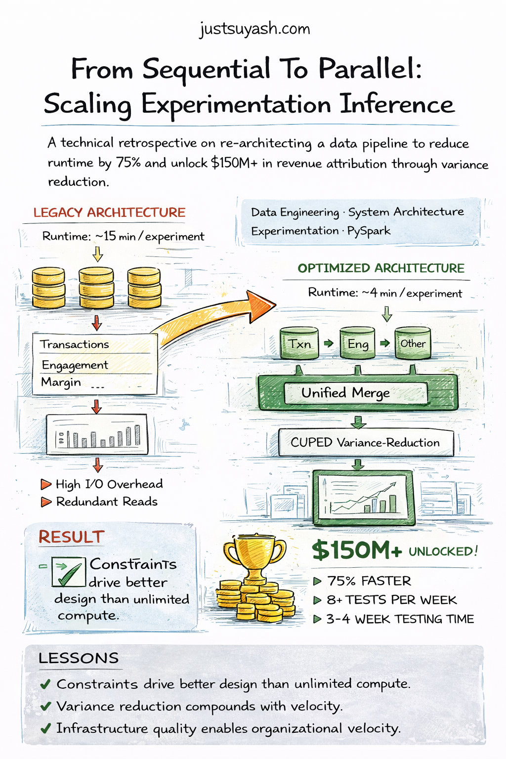 From Sequential To Parallel: Scaling Experimentation Inference — sketch illustration