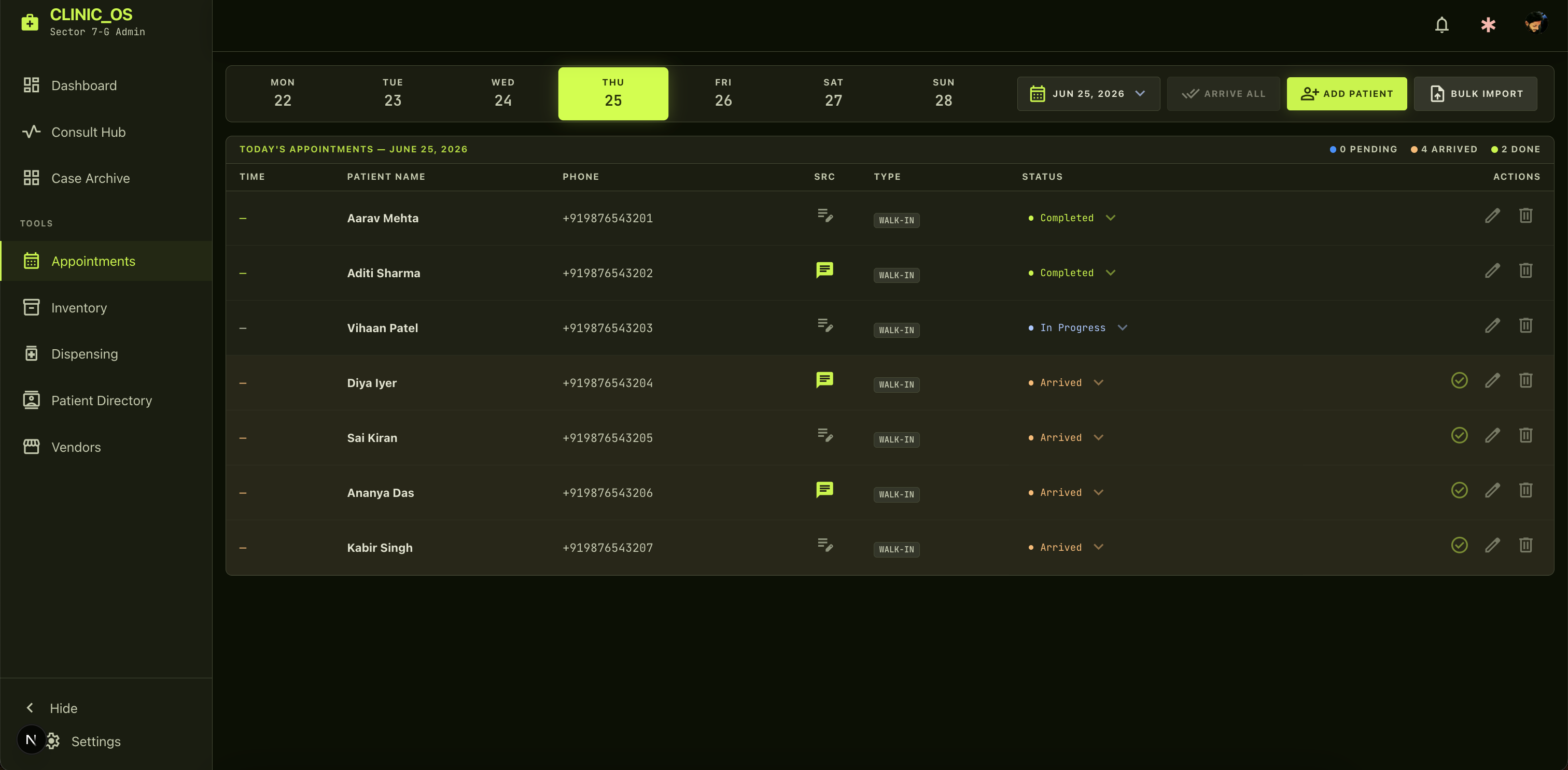 ClinicOS Drag Drop UI
